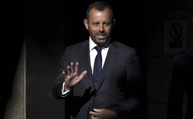 El expresidente del Barcelona Sandro Rosell, a su llegada esta mañana a la Audiencia Nacional para responder a las preguntas del juez Pablo Ruz