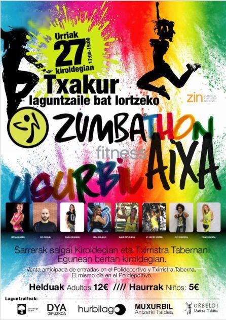 Imagen del cartel que anuncia el maratón solidario de Zumba