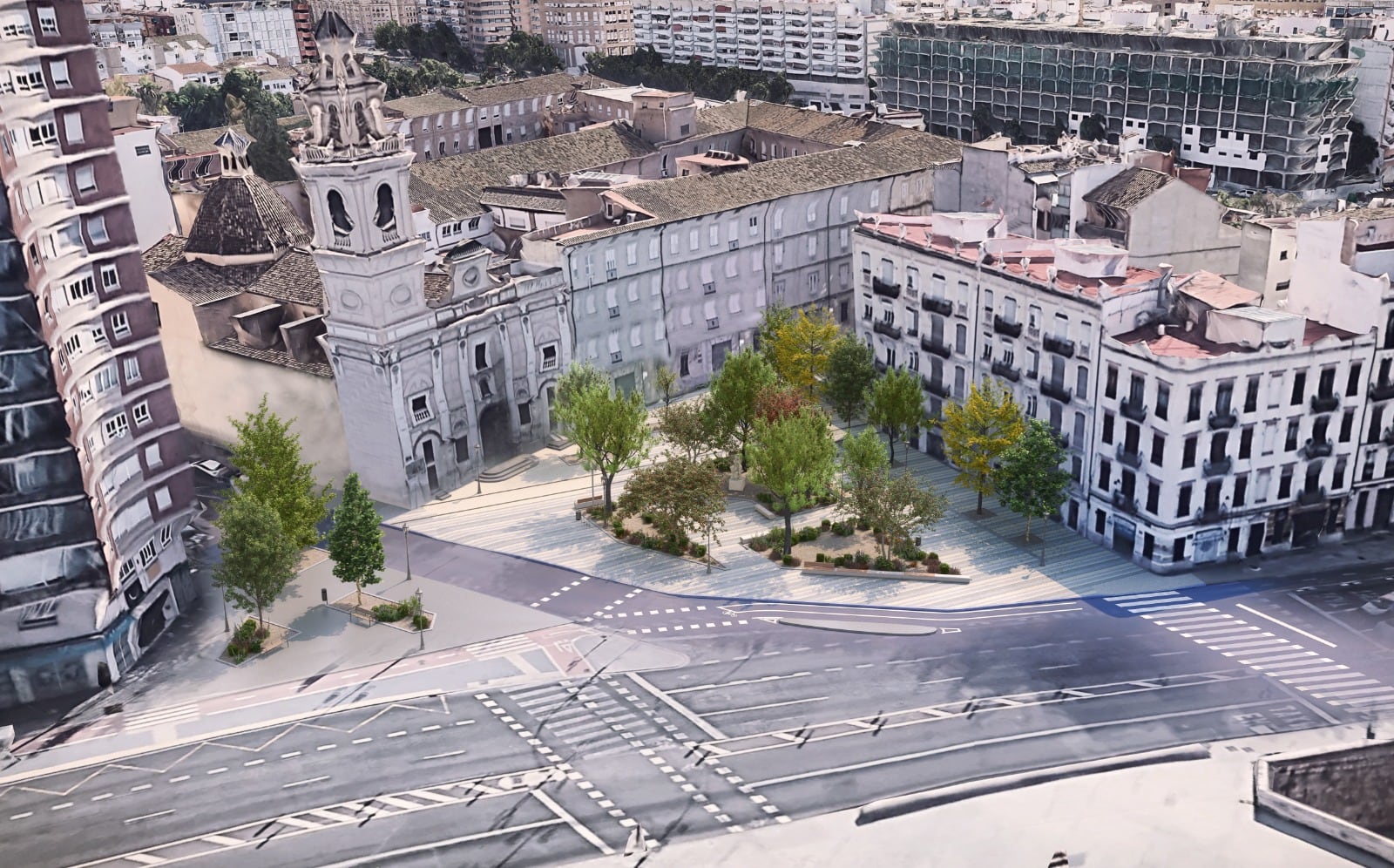 Vista áerea del proyecto de la plaza de Santa Mónica