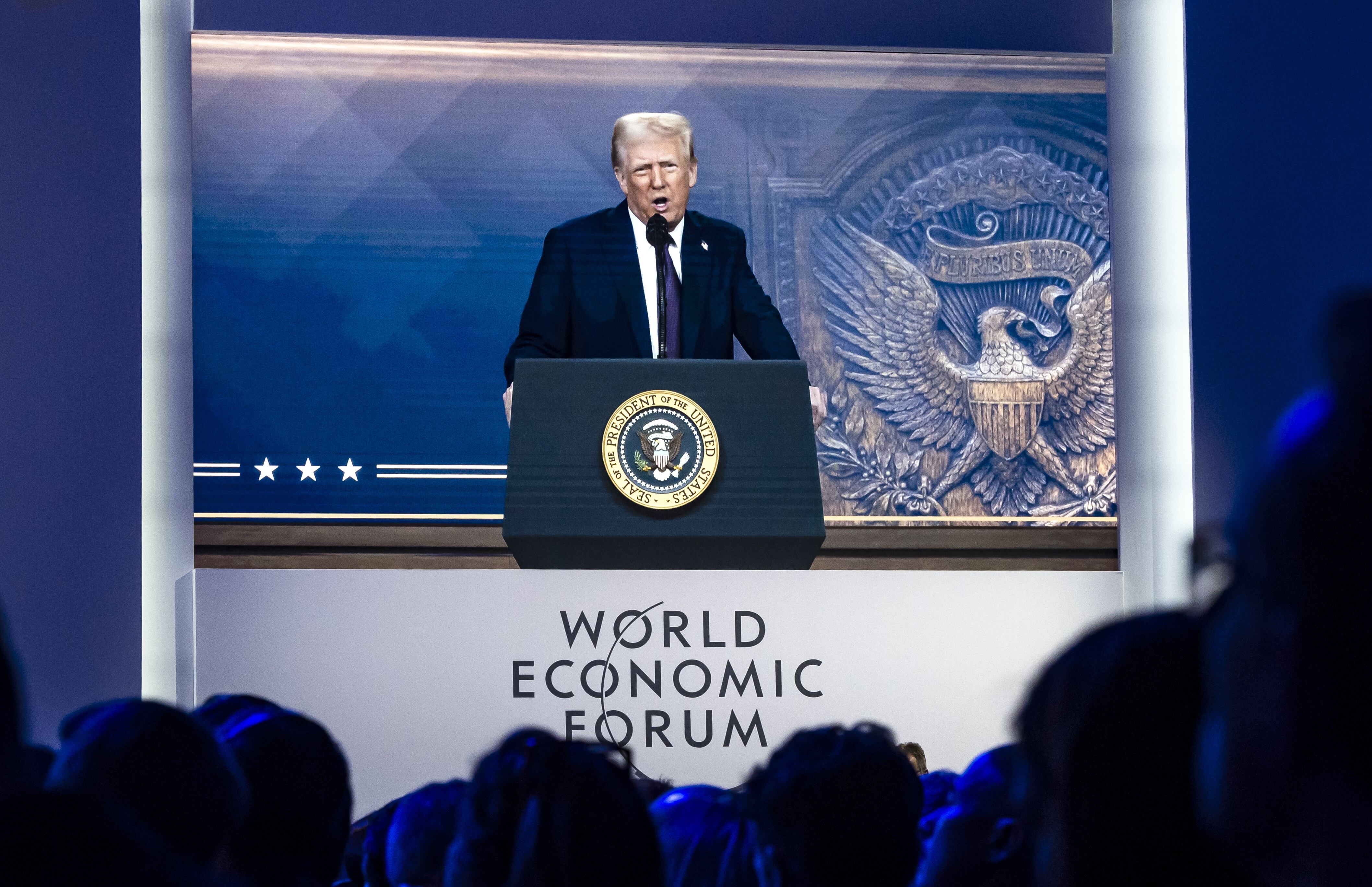 El presidente de Estados Unidos, Donald Trump, durante su intervención en el Foro de Davos