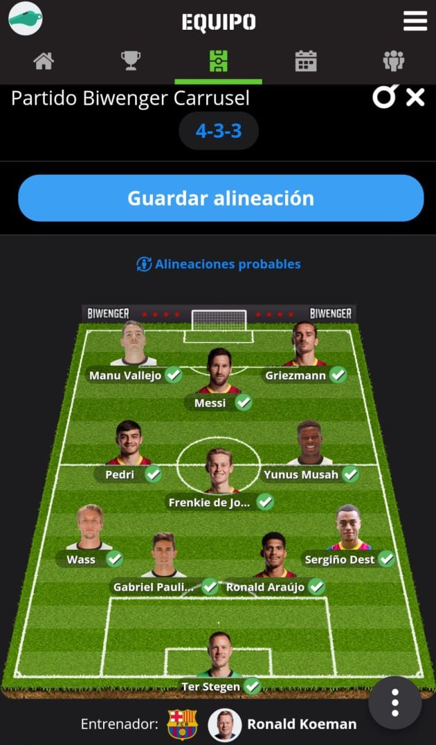 El once de El Larguero para el reto de Biwenger y Carrusel