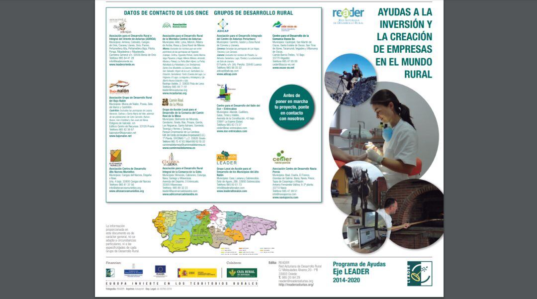 Información facilitada por los grupos de desarrollo local sobre los fondos LEADER a la diversificación en los municipios rurales