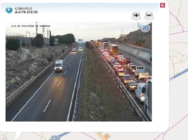 La tractorada provoca importantes retenciones en la A-2