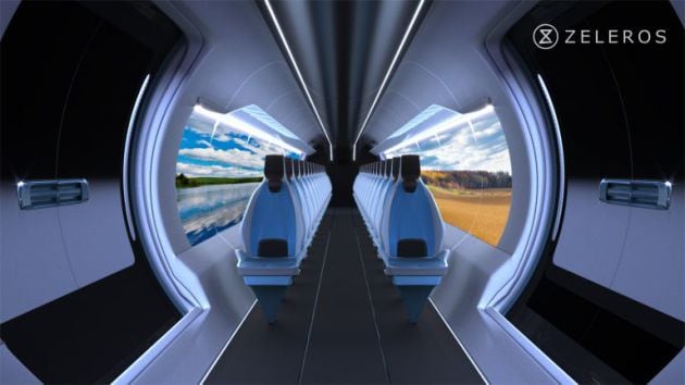 Figuración del interior del Hyperloop Zeleros