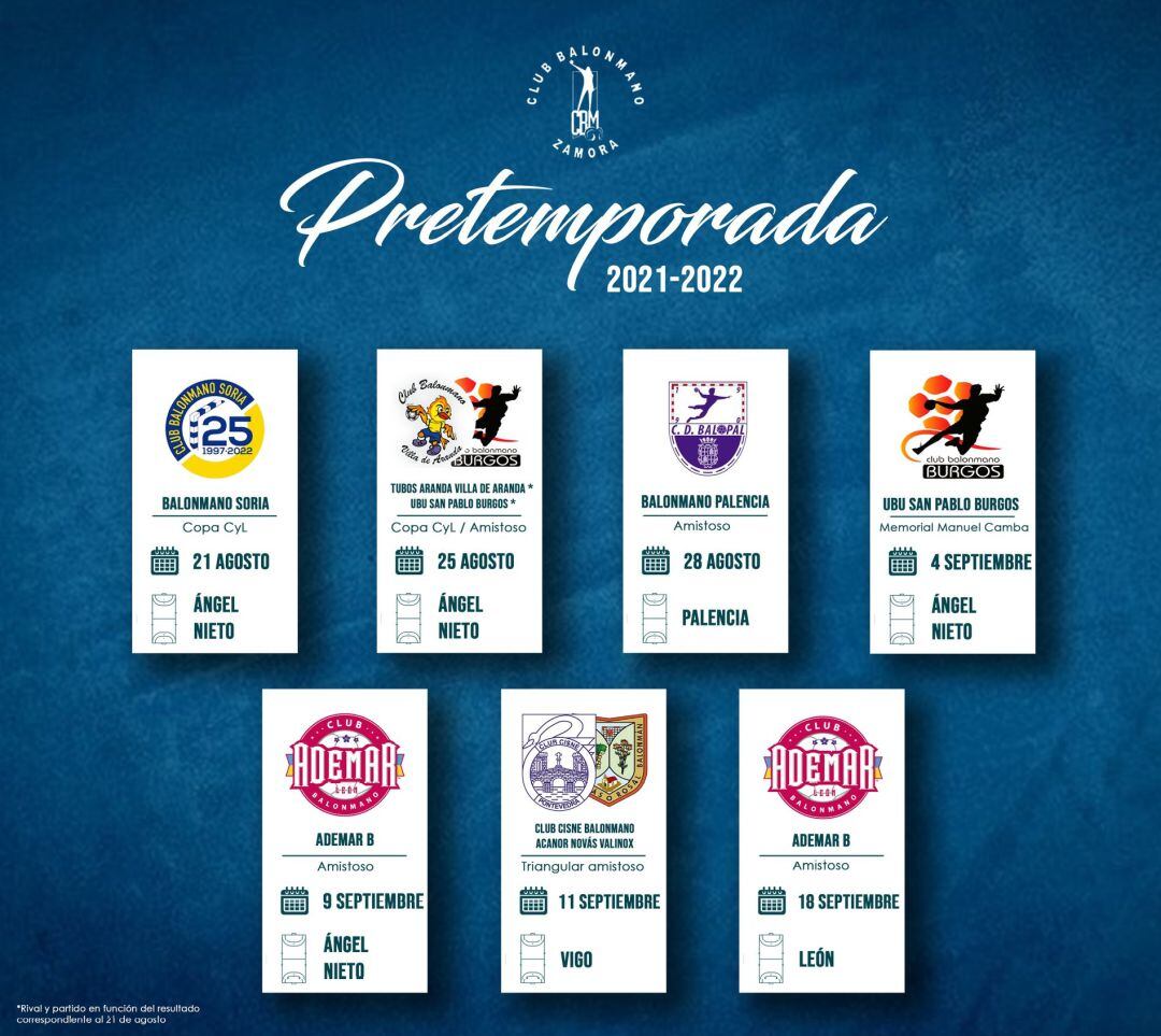 Partidos de pretemporada programados