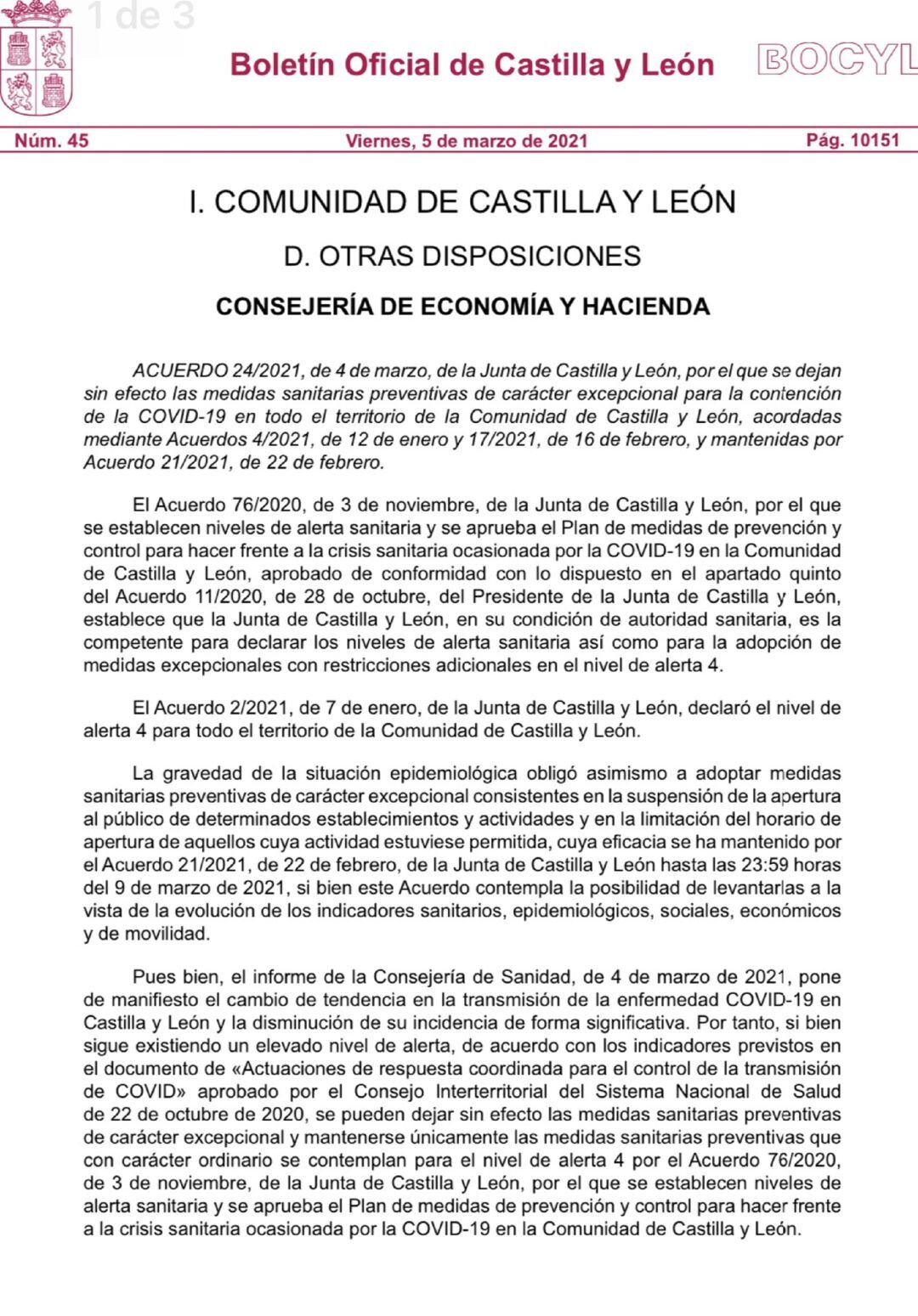 Publicación del acuerdo