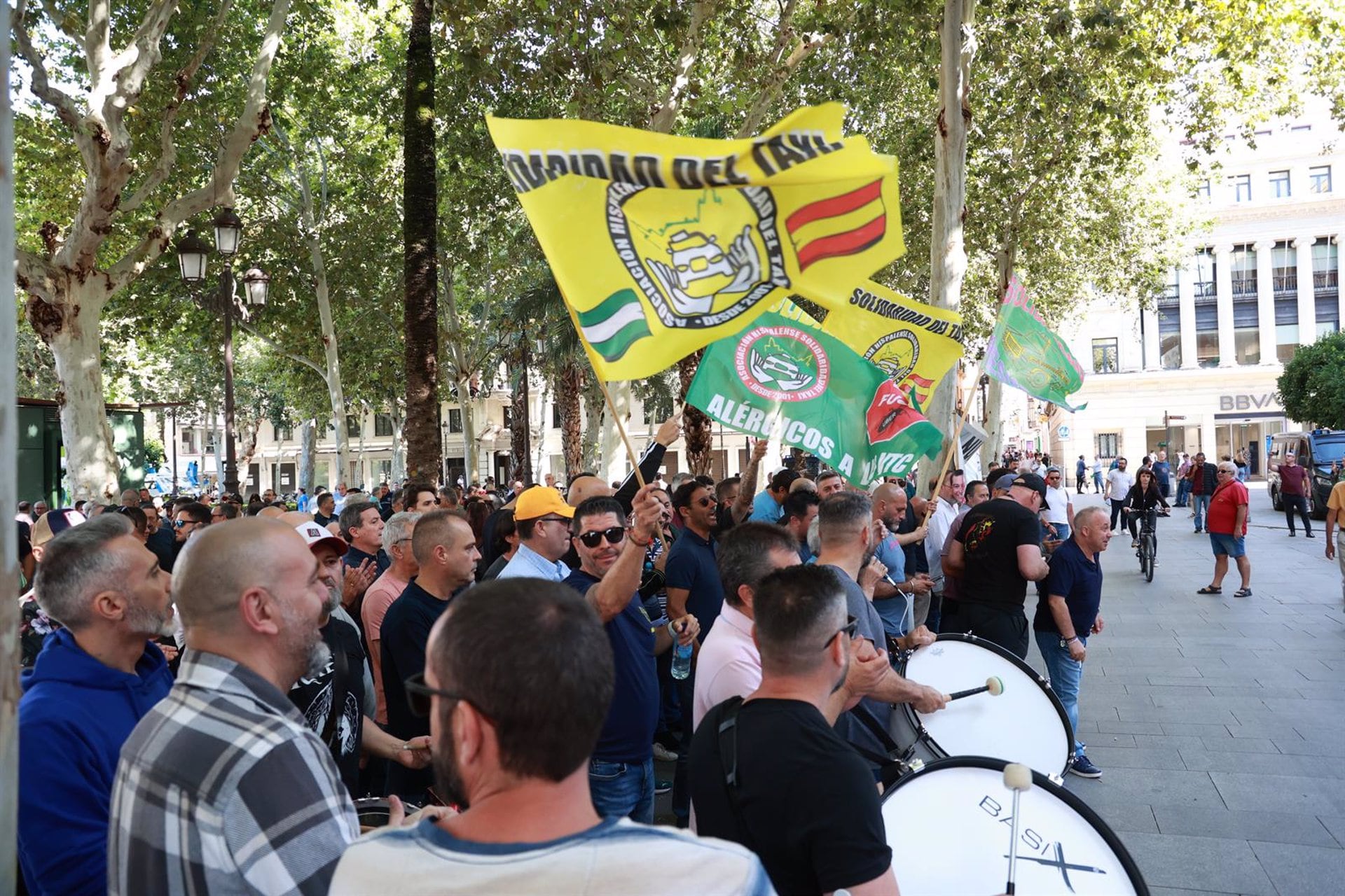 Imagen de archivo de una concentración de taxistas en Sevilla/Rocío Ruz /Europa Press