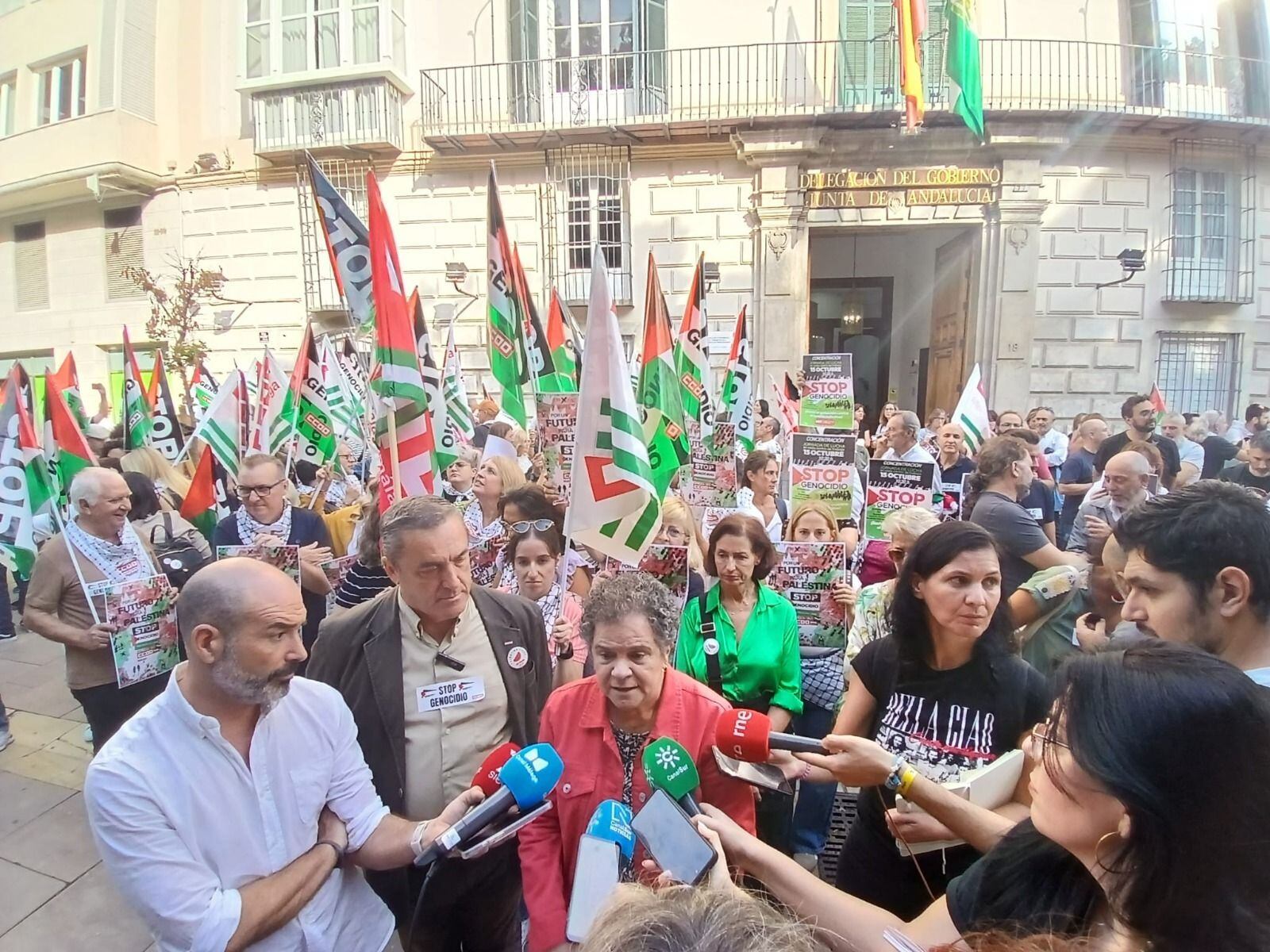 Un momento de la protesta este miércoles en el centro de Málaga