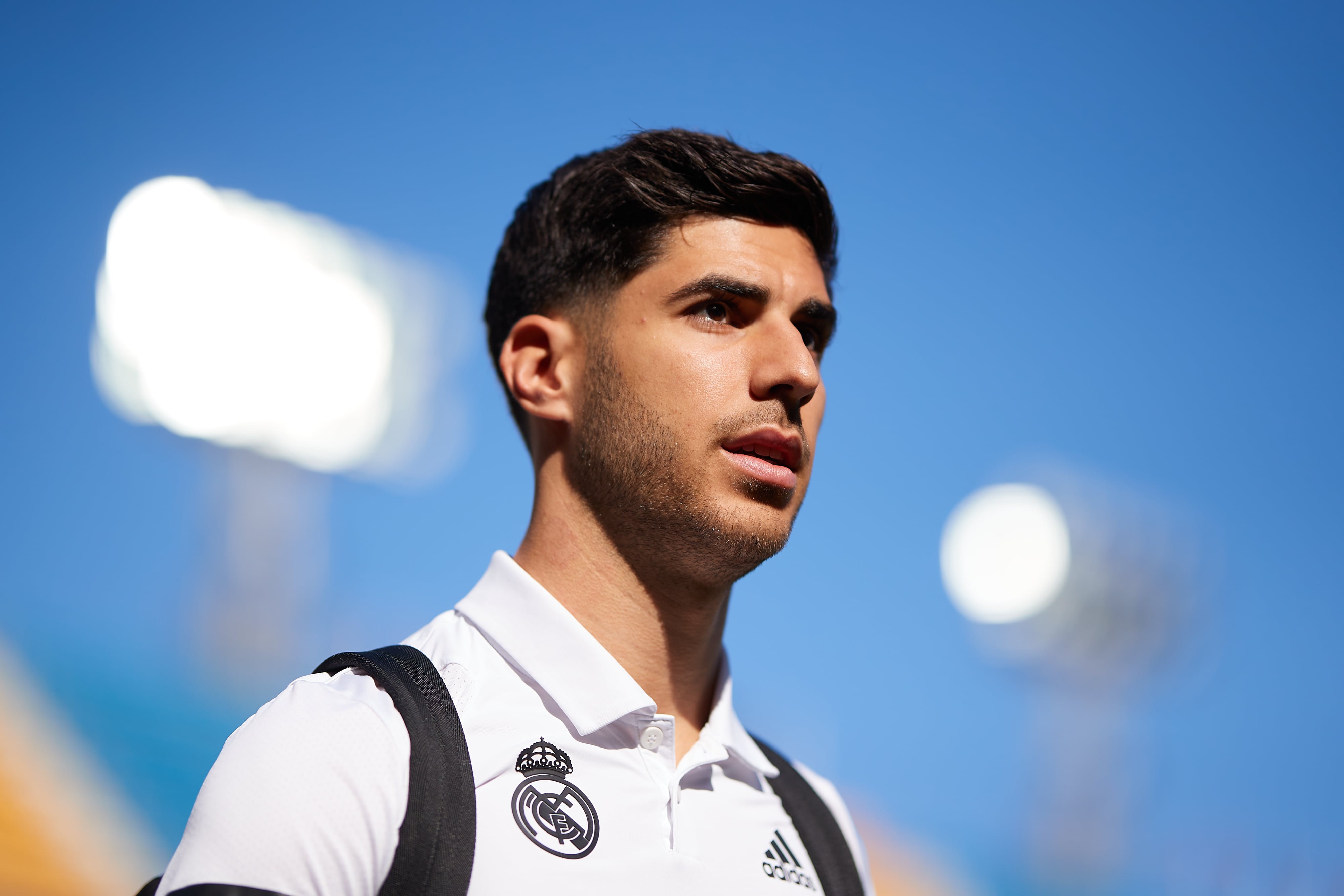 Marco Asensio, durante la previa de un partido de LaLiga