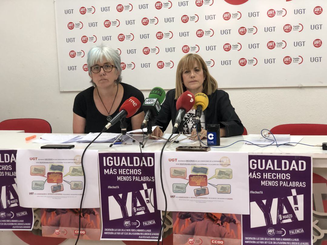 De izqda a dcha: Marta Martínez Quirce, secretaria de la Federación de Servicios Públicos (FSP) en Palencia y Fonsi Bonafonte, secretaria regional de Mujer y Dependencia de la UGT