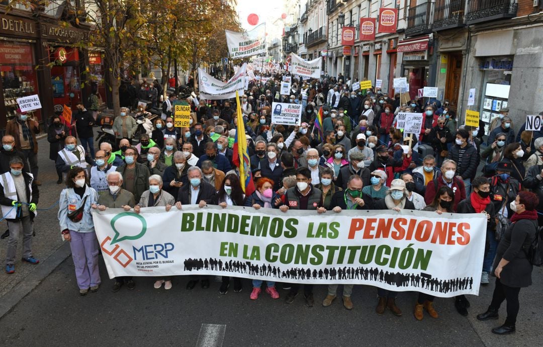 Manifestación para blindar las pensiones en Madrid.