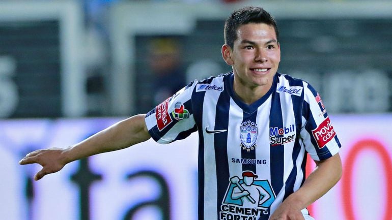 Lozano celebra un gol con su actual club, el Pachuca mexicano