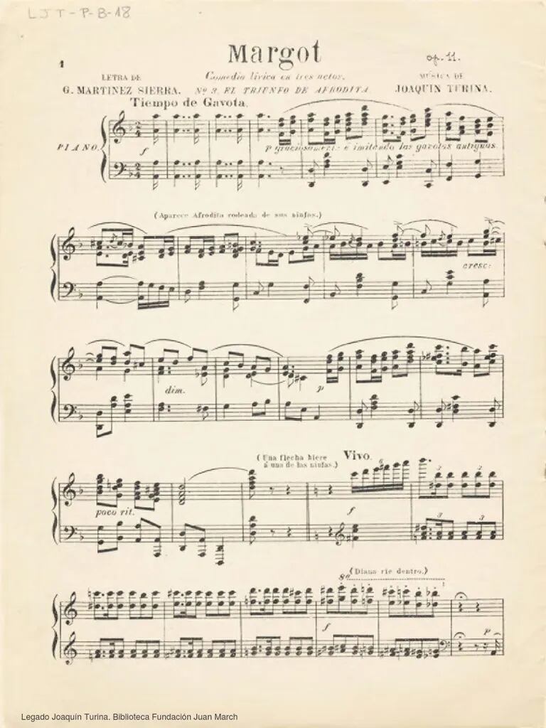 Partitura de Margot de Joaquín Turina