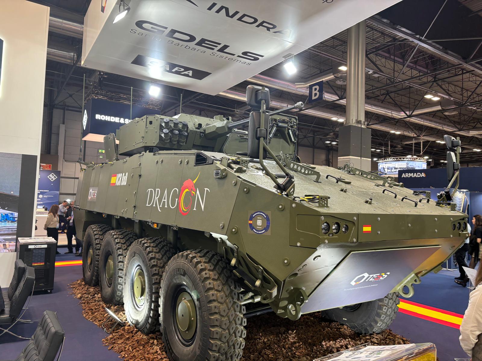 Vehículo de combate 8x8 Dragón, desarrollado por la UTE Tess Defence, expuesto en FEINDEF 2025