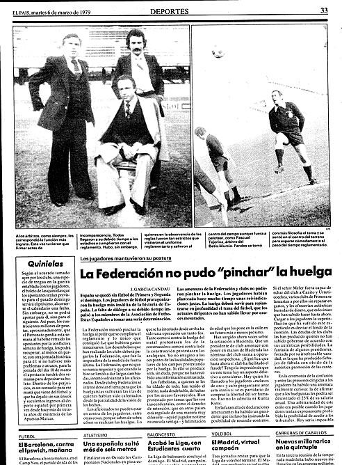 <i>El País</i> informa sobre la priemera huelga en el fútbol español