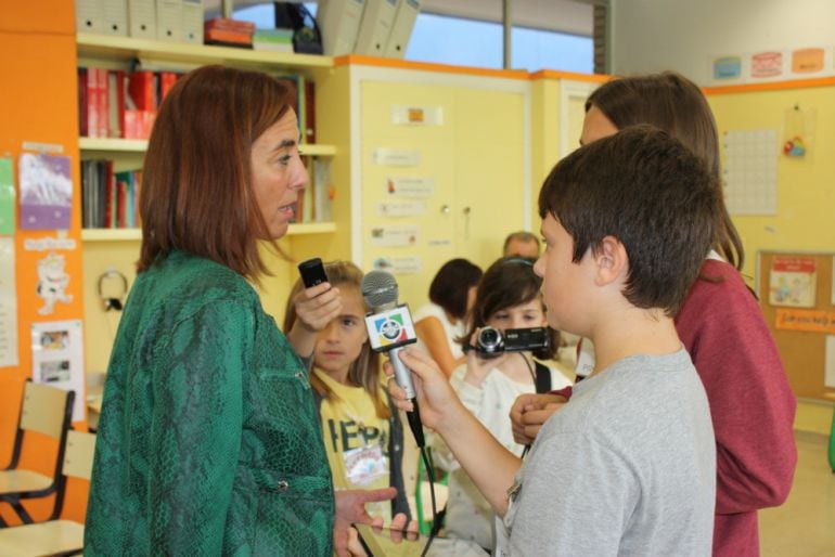 Cristina Uriarte, durante el inicio del curso escolar 2015-2016 en el centro Amara Berri de San Sebastián