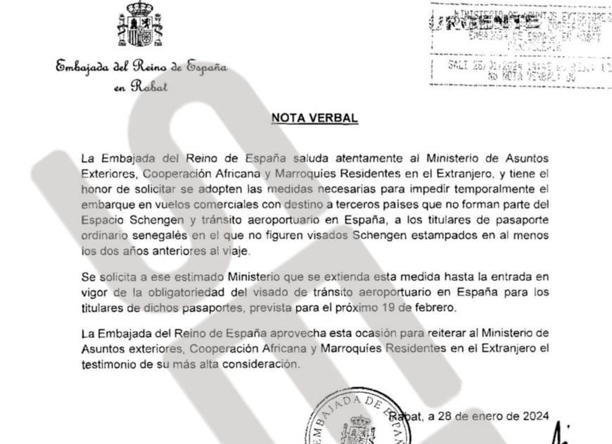 La embajada de España ha enviado una ‘nota verbal’ al Ministerio de Asuntos Exteriores Marroquí donde pide que no deje embarcar a los ciudadanos senegaleses sin visado