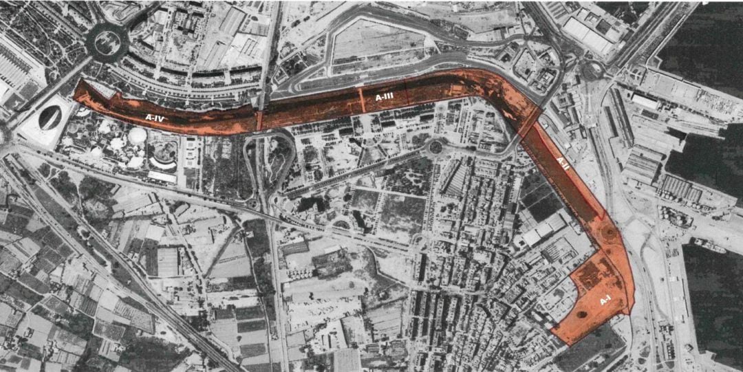 Zona del tramo final del Turia donde se ubicará el Parque de Desembocadura