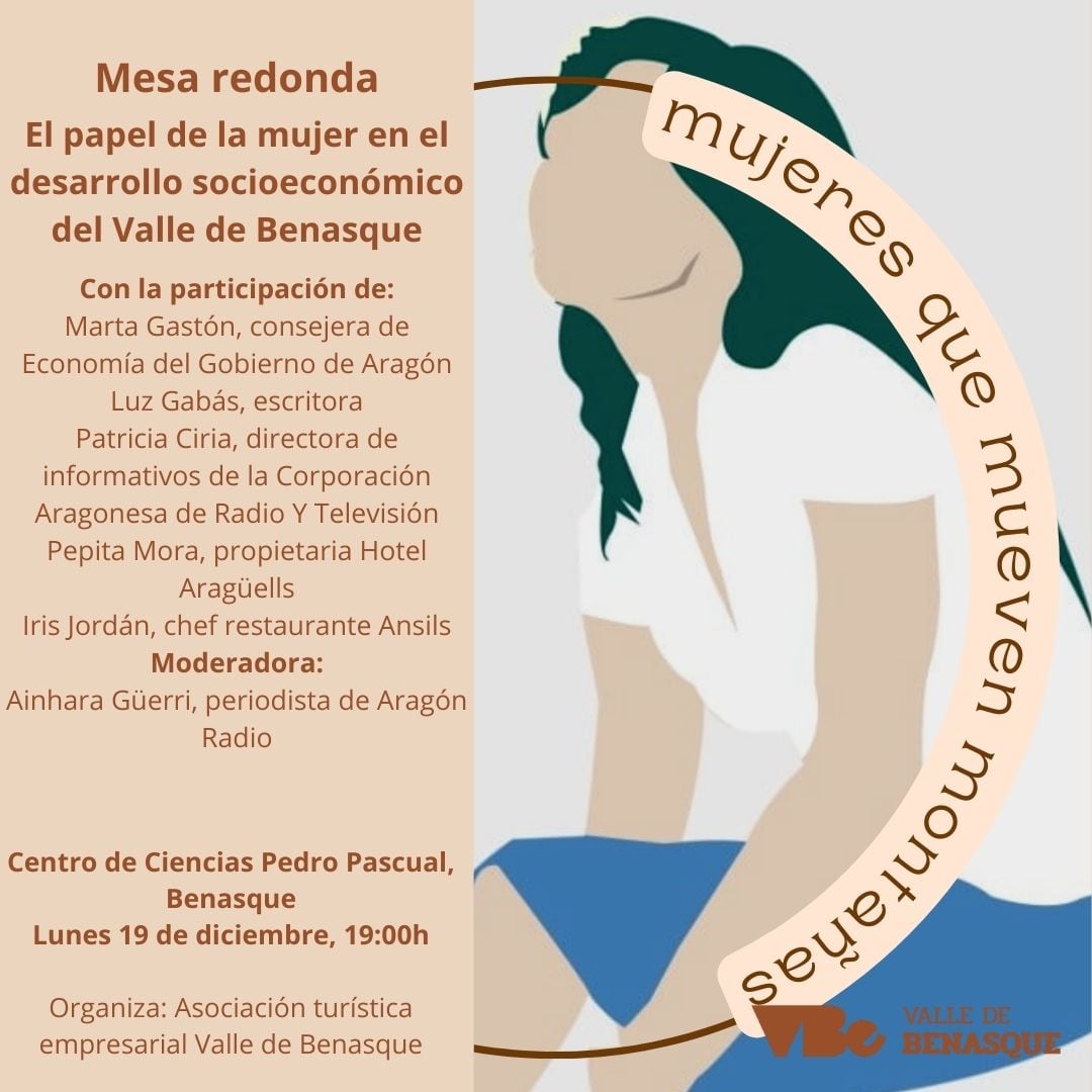 Cartel Mesa Redonda &quot;Mujeres que mueven montañas&quot; en Benasque