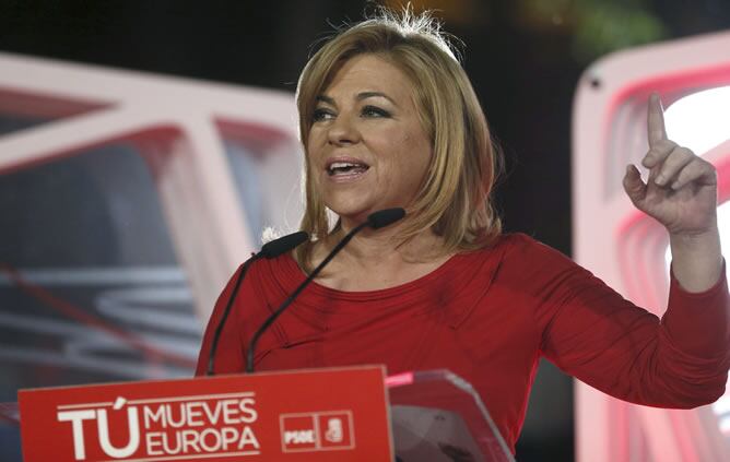 La candidata del PSOE en las elecciones europeas, Elena Valenciano, durante el acto de inicio de campaña celebrado esta noche en Madrid.