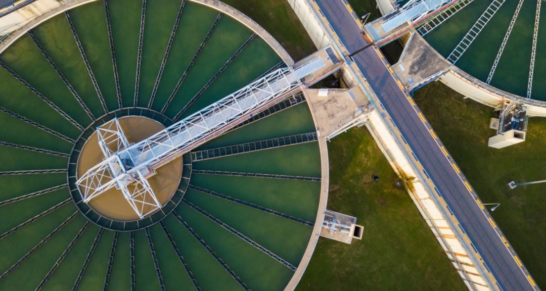 Imagen aérea de las instalaciones de la EDAR Sur en Getafe.