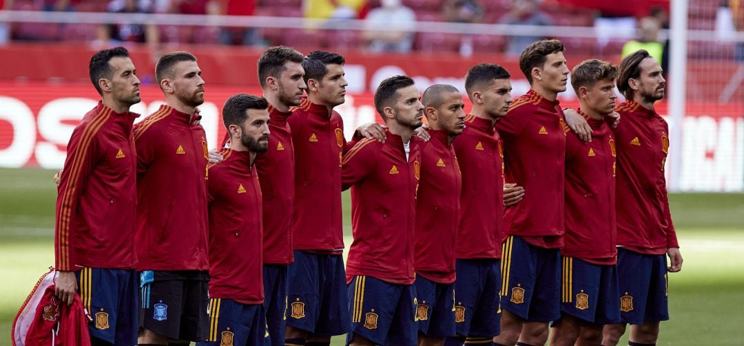 El equipo español, justo antes de jugar el pasado viernes con Portugal