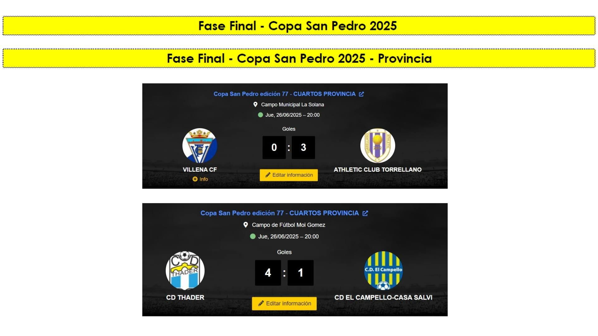 Marcadores fase provincial