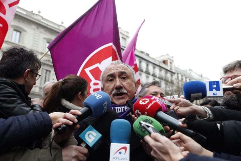  El secretario general de UGT, Pepe Álvarez,  durante su participación en la concentración convocada por los sindicatosel pasado 8 de marzo, Día Internacional de la Mujer.