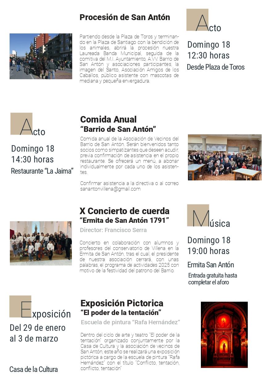 Actos en honor a San Antón en Villena