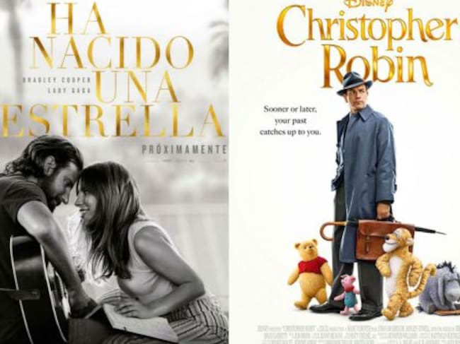 Carteles de "Ha nacido una estrella" y "Christopher Robin"