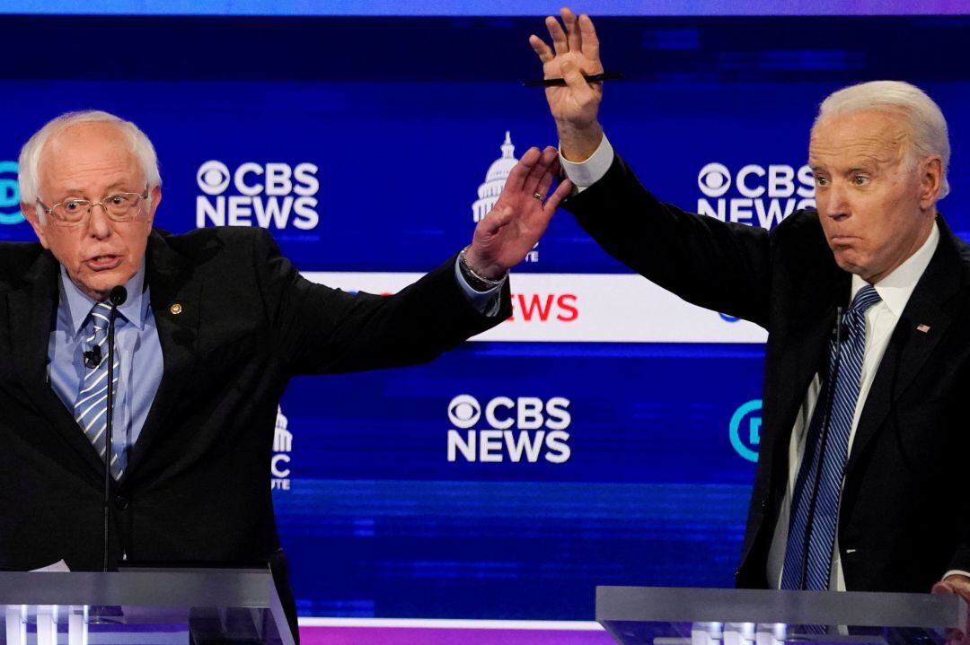 Los dos candidatos, Bernie Sanders y Joe Biden