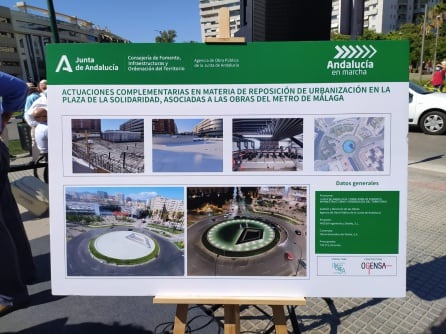 Imagen de las obras que se han realizado en la Plaza de la Solidaridad para construir la fuente.