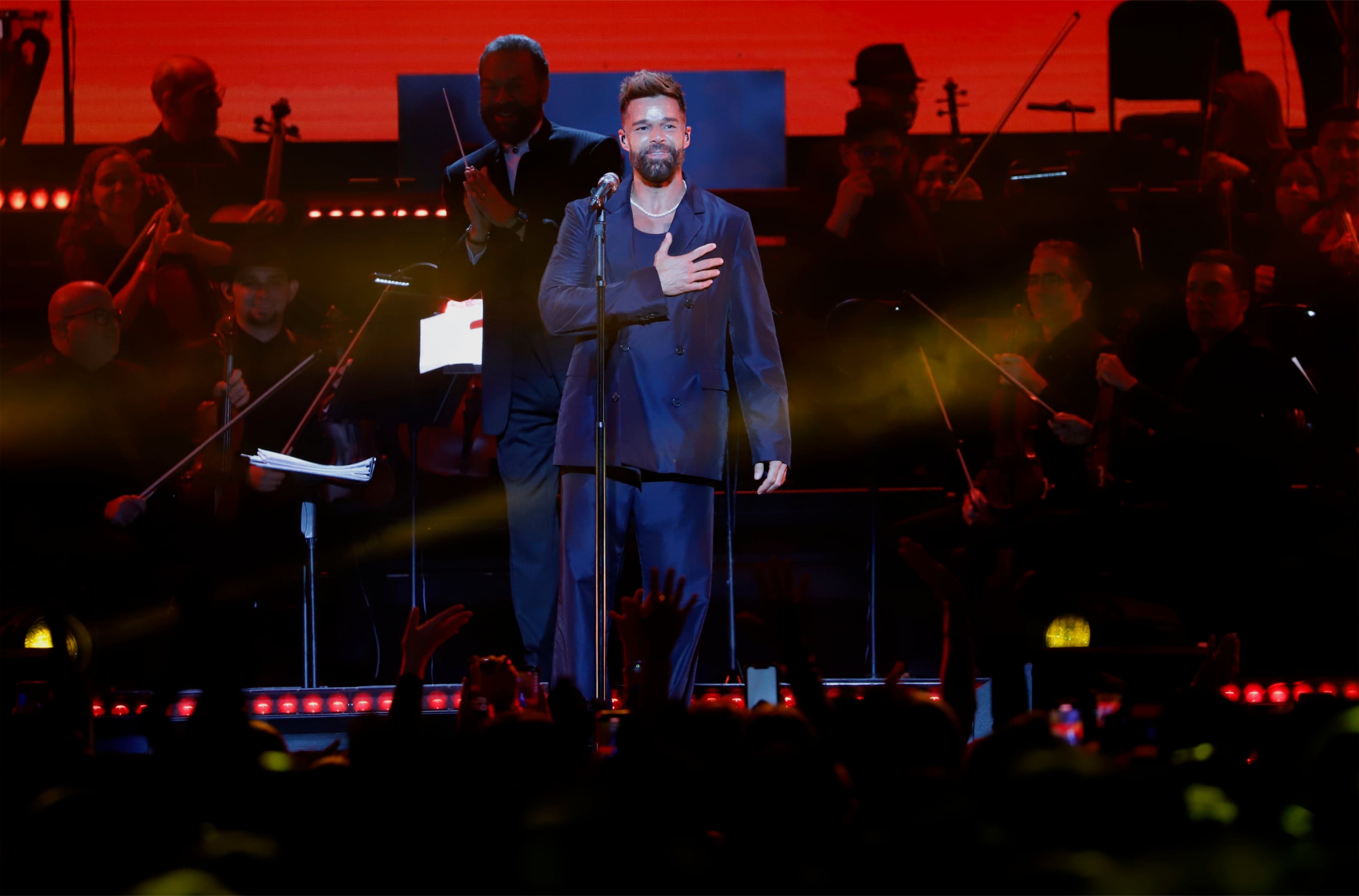 El cantante puertorriqueño Ricky Martin durante un concierto junto a la Orquesta Sinfónica de Puerto Rico el pasado septiembre.