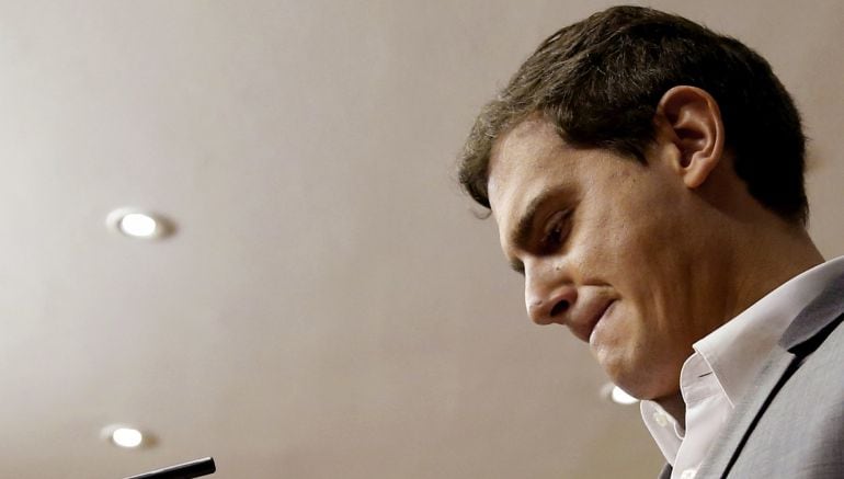 El presidente de Ciudadanos, Albert Rivera durante una rueda de prensa. 