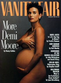 La actriz Demi Moore posó desnuda en su séptimo mes de embarazo para la portada de &#039;Vanity Fair&#039;