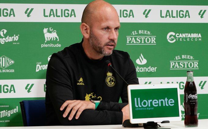 José Alberto López en la rueda de prensa de hoy previa al partido frente al A.D. Alcorcón del próximo domingo.