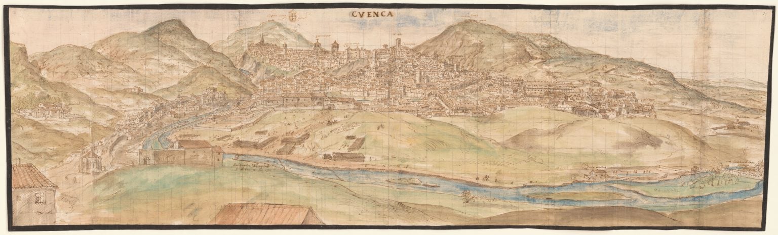 Vista de Cuenca obra de Wyngaerde en el siglo XVI.
