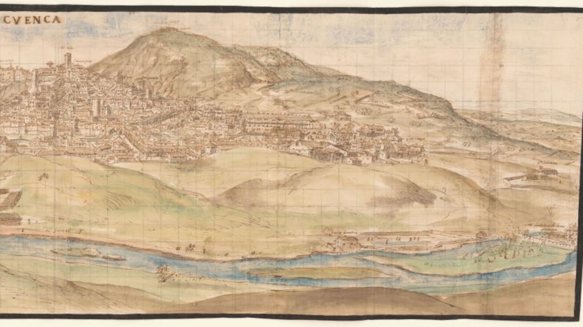Un dibujo del siglo XVI muestra la vida en Cuenca y su río Júcar