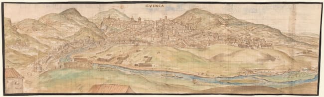 Vista de Cuenca obra de Wyngaerde en el siglo XVI.