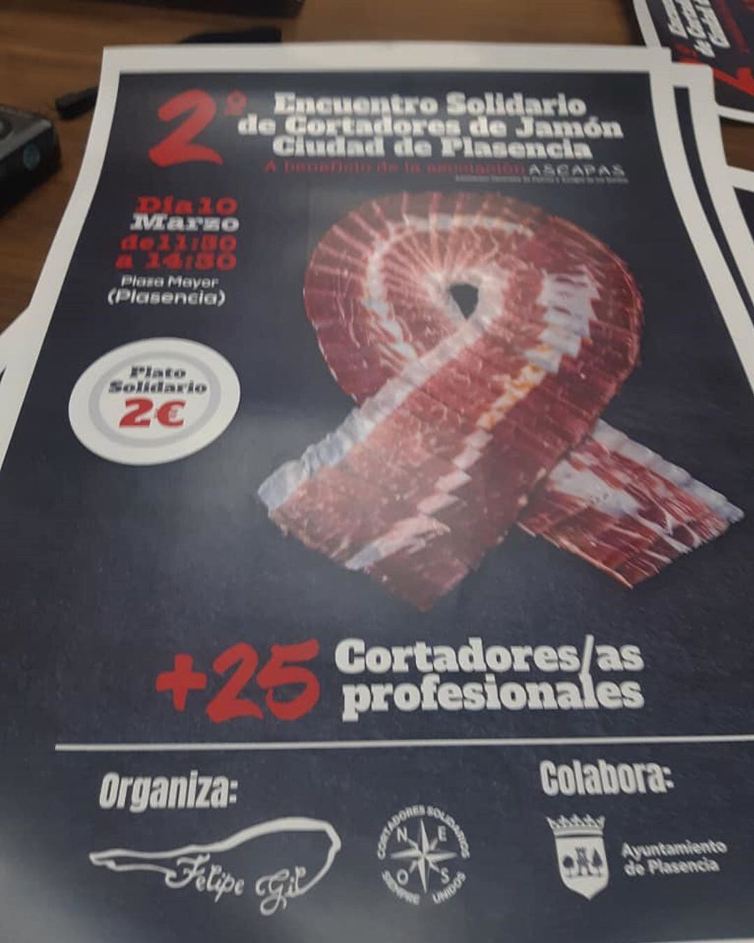 Cartel anunciador del Segundo Encuentro Solidario Cortadores de jamón