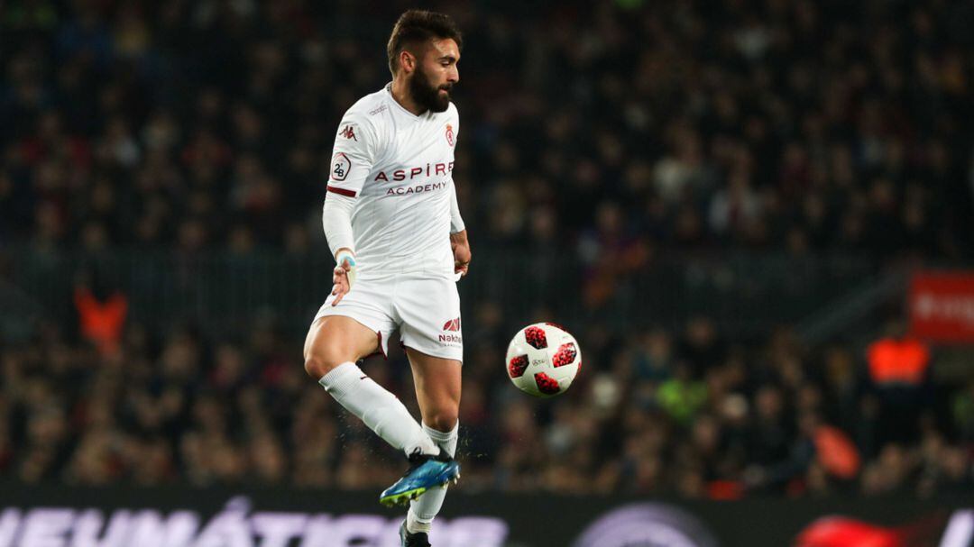 Mancebo, en el Camp Nou en uno de sus pocos partidos con la Cultural