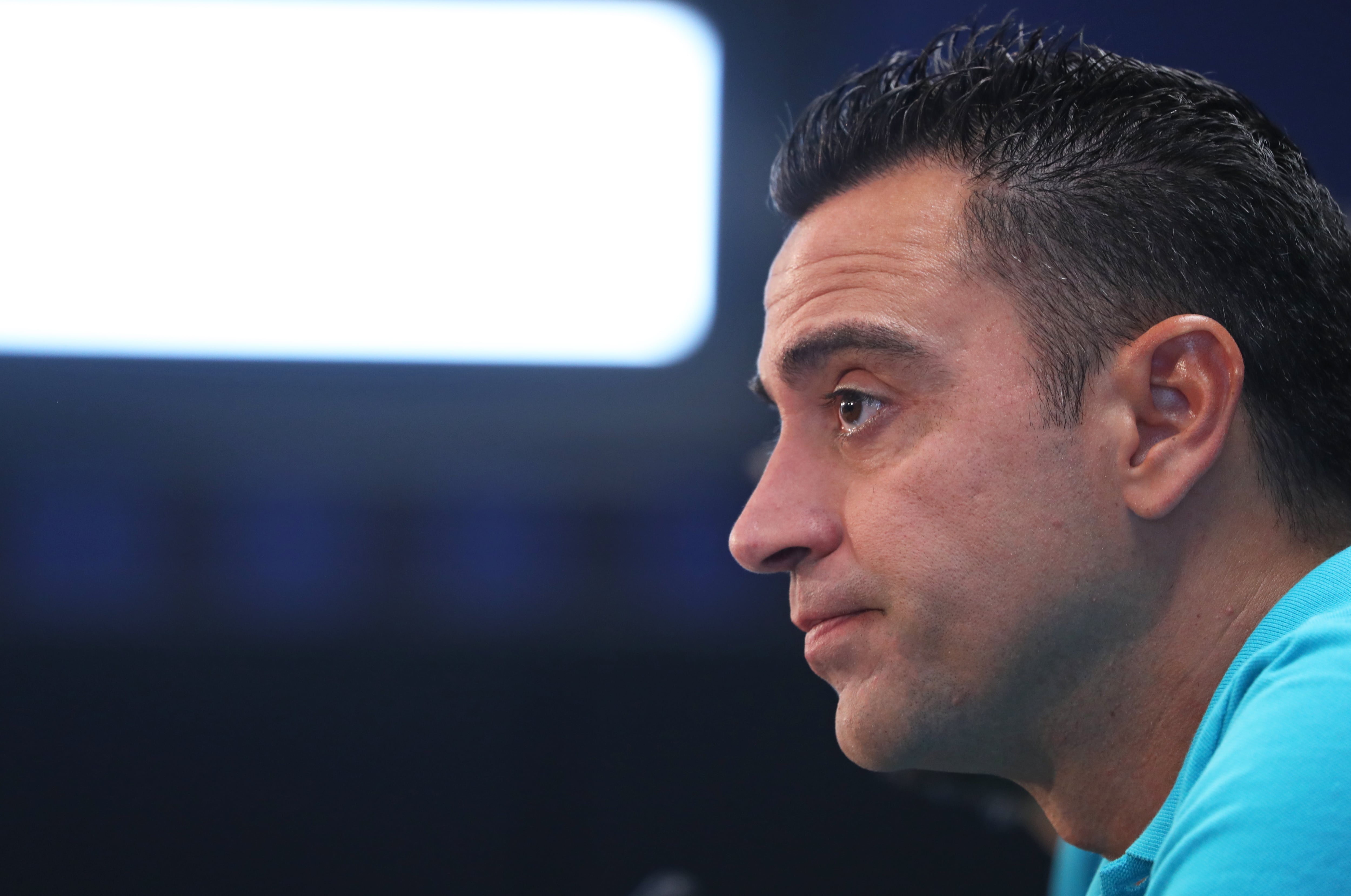 Xavi Hernández, durante una rueda de prensa