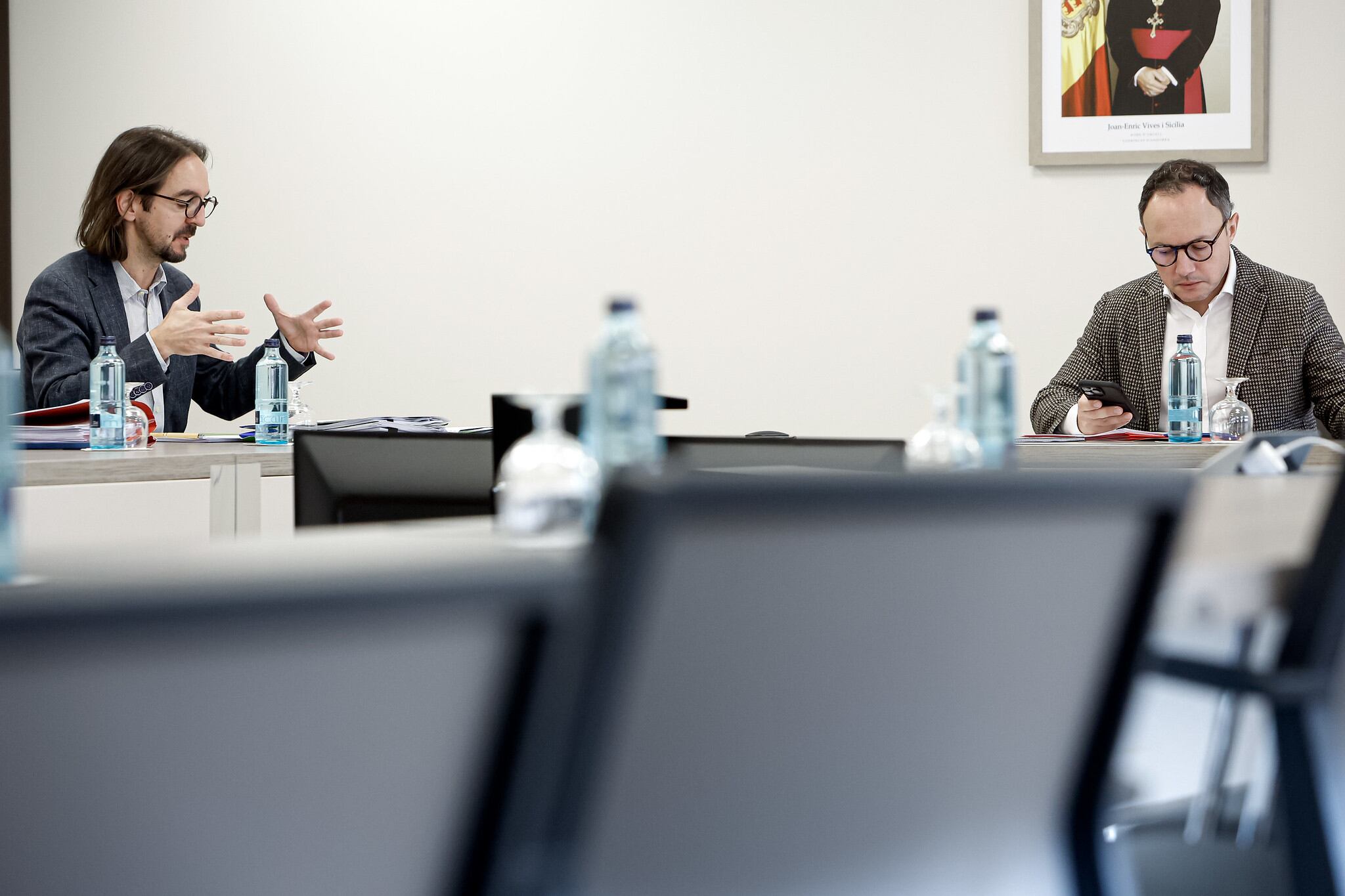 Riba i Espot durant la reunió del pacte d'Estat per l'acord amb la UE.