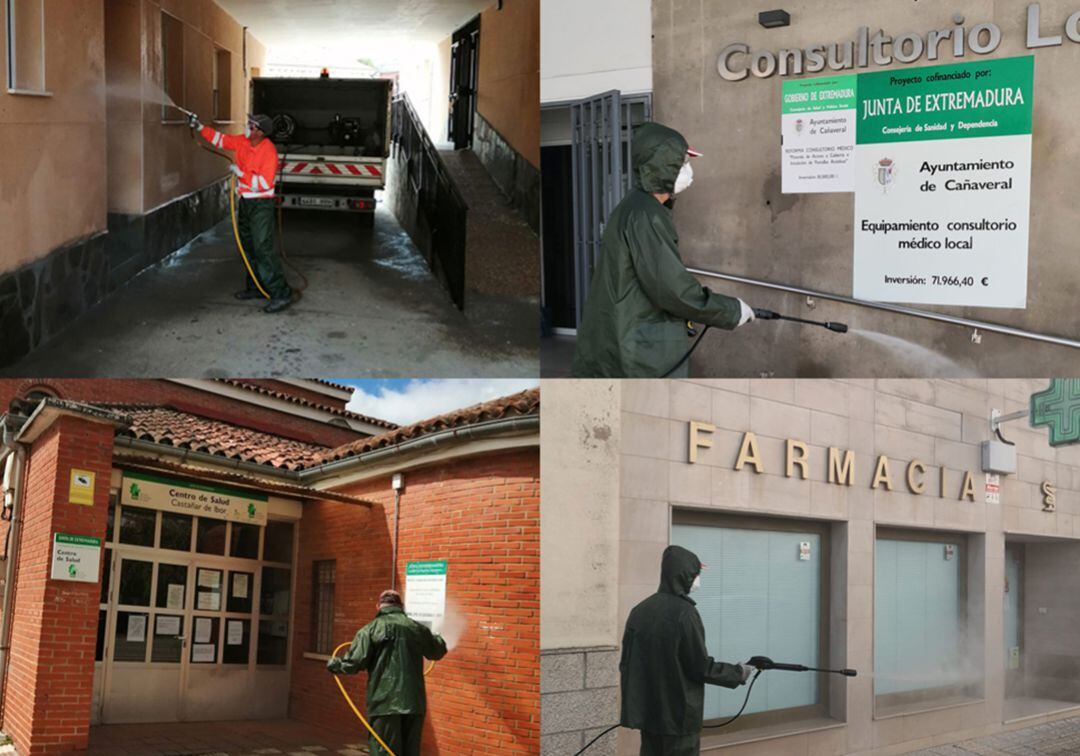 Desinfección de varios entornos por trabajadores de la Diputación Provincial de Cáceres