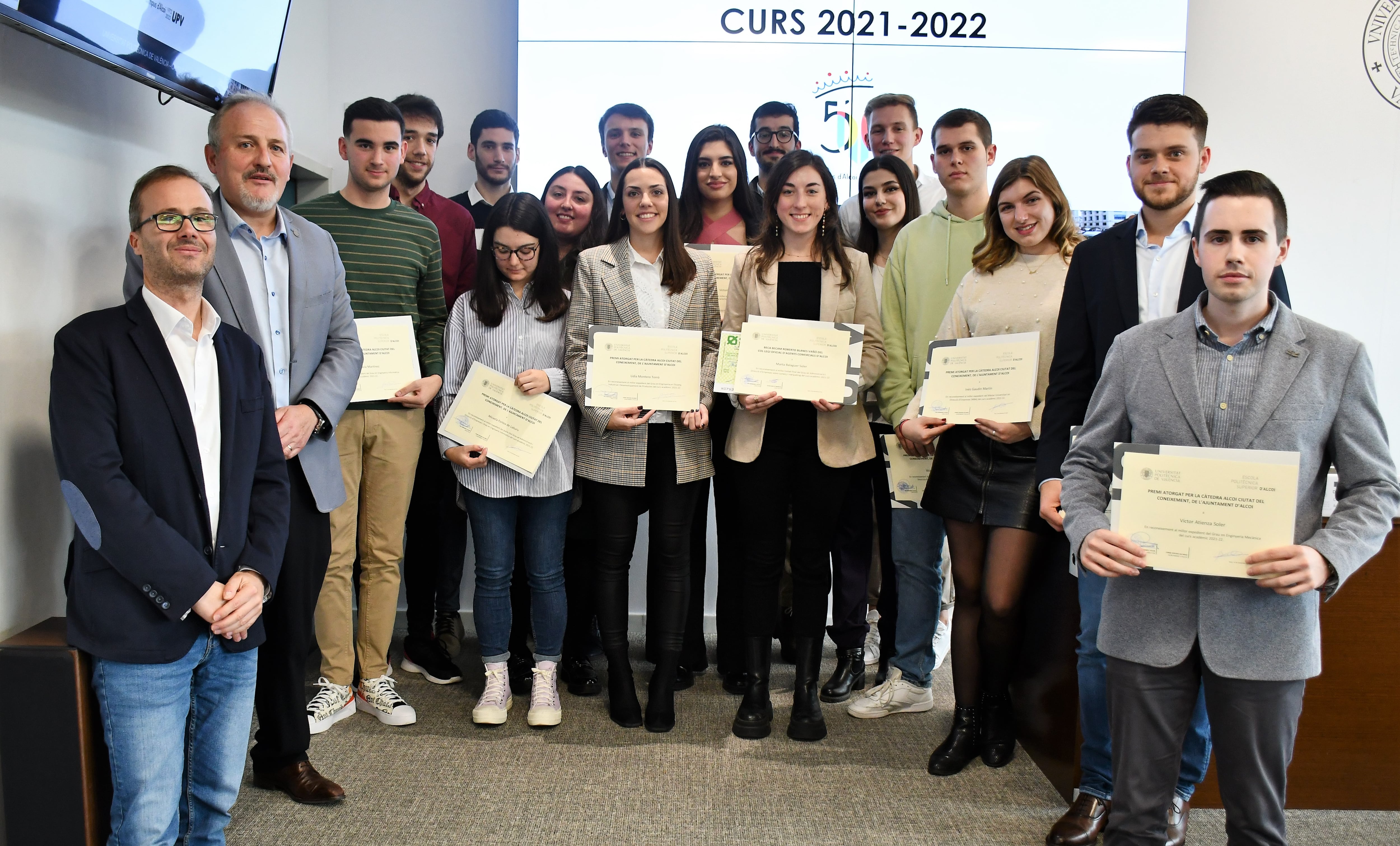 Estudiantes premiados del Campus de Alcoy de la UPV