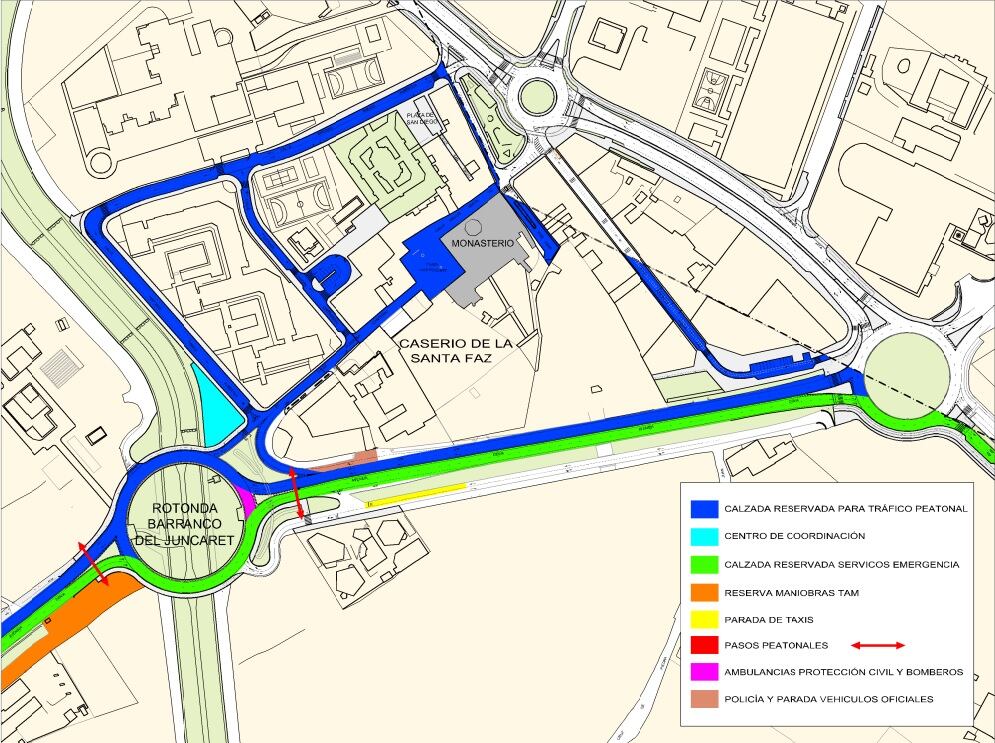 Plano del dispositivo especial con motivo de la romería a la Santa Faz