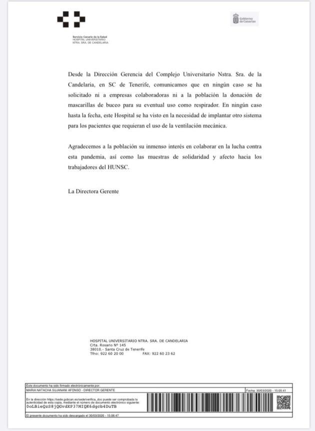 Comunicado La Candelaria