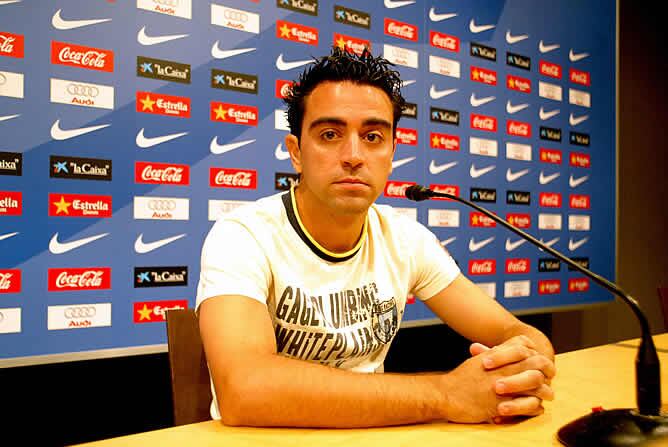 Xavi, en la rueda de prensa de este lunes