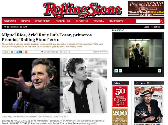 La revista musical &#039;Rolling Stone&#039; da a conocer los nombres de los tres premiados.