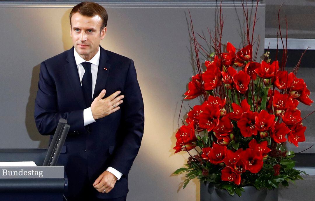 Emmanuel Macron durante su discurso en el Parlamento alemán